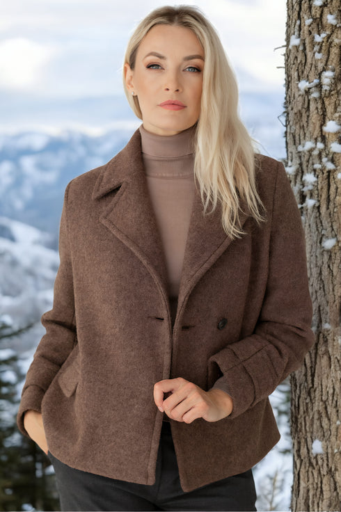 Short winter wool coat with flap pockets Elizabeth from Baltic Linen