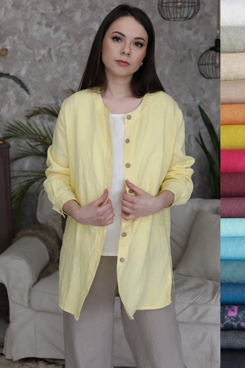 Image 15 of Linen shirt top long sleeve and button-down shirt Karina from Baltic Linen