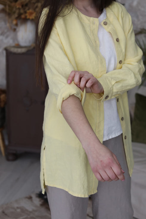 Image 4 of Linen shirt top long sleeve and button-down shirt Karina from Baltic Linen