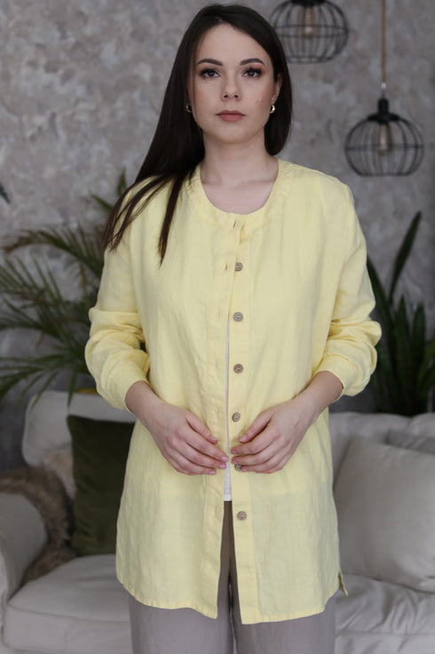 Image 6 of Linen shirt top long sleeve and button-down shirt Karina from Baltic Linen