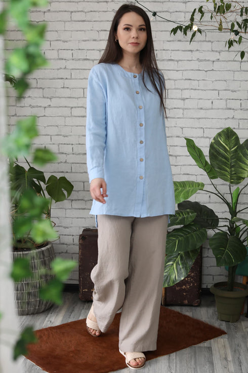 Image 8 of Linen shirt top long sleeve and button-down shirt Karina from Baltic Linen