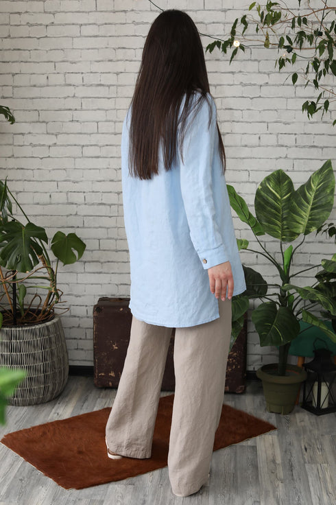 Image 14 of Linen shirt top long sleeve and button-down shirt Karina from Baltic Linen