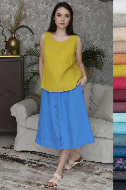 Image 22 of Loose linen blouse and sleeveless & relaxed fit Kathy from Baltic Linen