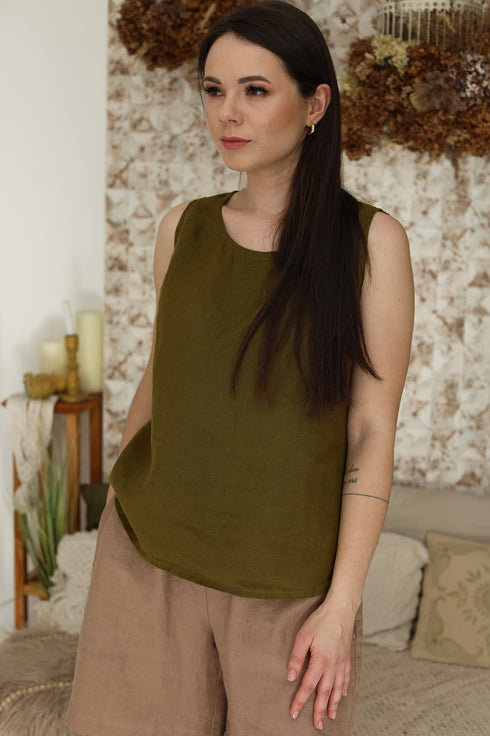 Image 5 of Loose linen blouse and sleeveless & relaxed fit Kathy from Baltic Linen