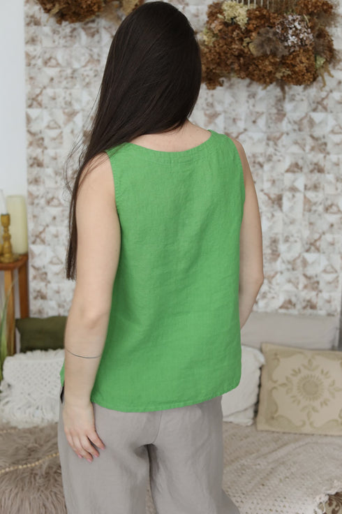 Image 7 of Button up linen shirt with no sleeves and perfect for summer Kira from Baltic Linen