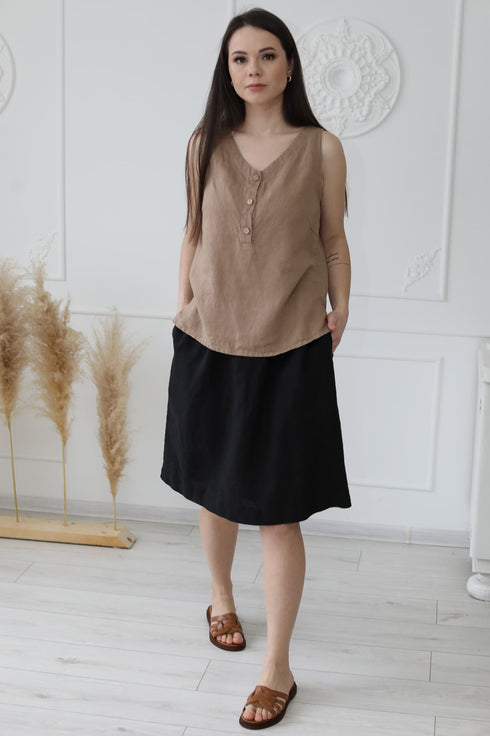 Image 9 of Button up linen shirt with no sleeves and perfect for summer Kira from Baltic Linen