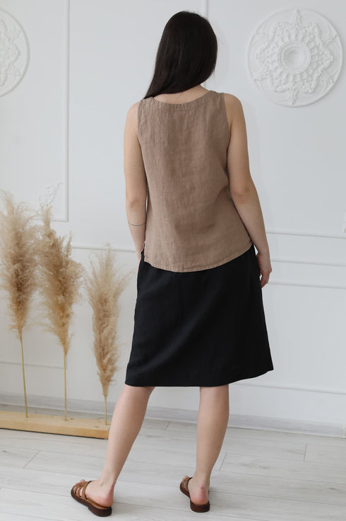 Image 14 of Button up linen shirt with no sleeves and perfect for summer Kira from Baltic Linen