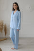 Friendly linen sleepwear with easy-button jacket and pants, ideal for comfort, style, and practicality.