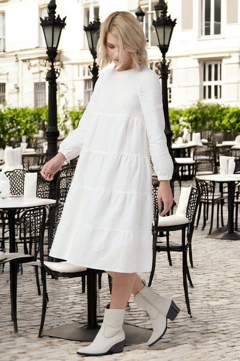 Summer linen dress comes with long sleeves and flowy design Marisa from Baltic Linen