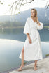 Wrap linen dress features an oversized fit and long sleeves Mikay from Baltic Linen