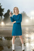 womens flax dress with long sleeves and pockets Mistyka from Baltic Linen
