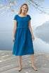 Pure linen dress features short sleeves and side pockets Molly from Baltic Linen
