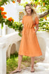 Linen summer dress with short sleeves and rubber waist band Myra from Baltic Linen