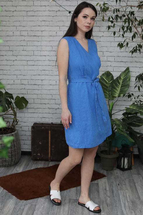 Image 11 of Wrap linen dress with an oversized fit and no sleeves Maya from Baltic Linen