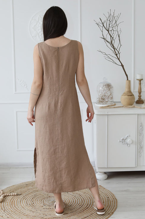 Image 7 of Linen maxi dress without sleeves and perfect for summer Mia from Baltic Linen