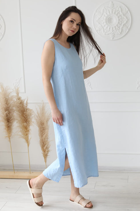 Image 9 of Linen maxi dress without sleeves and perfect for summer Mia from Baltic Linen