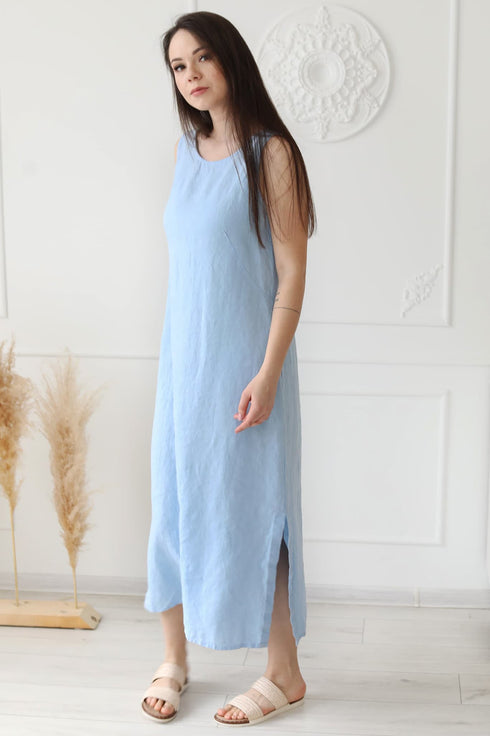 Image 11 of Linen maxi dress without sleeves and perfect for summer Mia from Baltic Linen