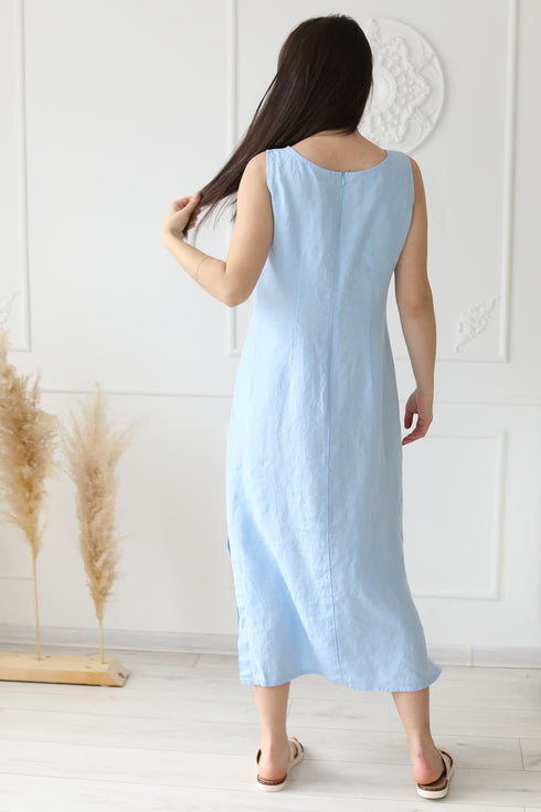 Image 12 of Linen maxi dress without sleeves and perfect for summer Mia from Baltic Linen