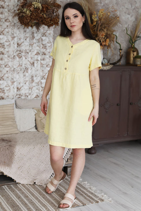 Image 1 of Linen maternity dress with short sleeves and side pockets Milano from Baltic Linen