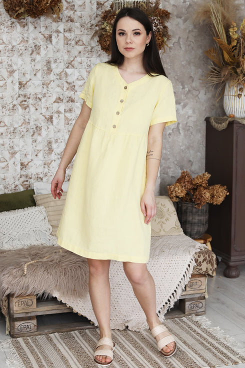 Image 6 of Linen maternity dress with short sleeves and side pockets Milano from Baltic Linen