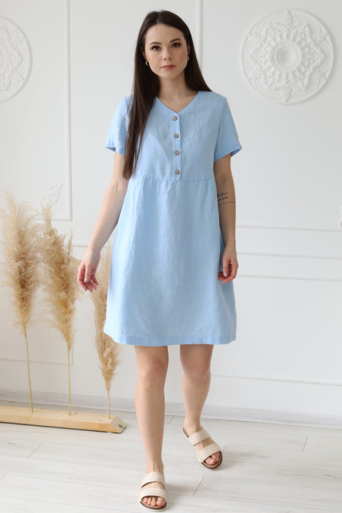 Image 11 of Linen maternity dress with short sleeves and side pockets Milano from Baltic Linen