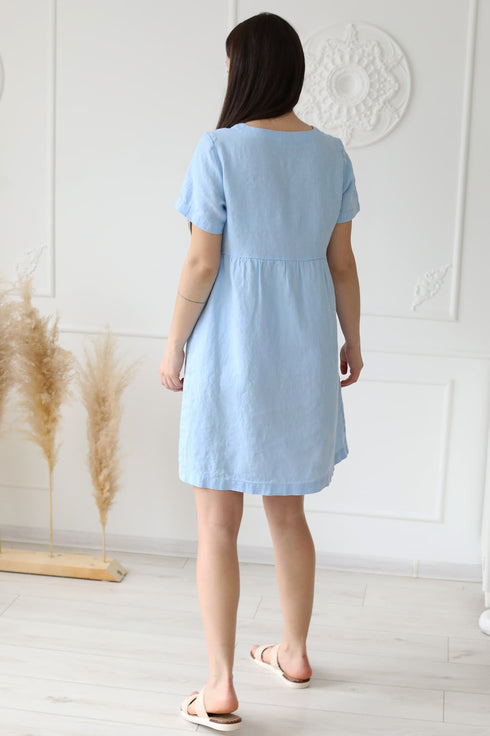 Image 13 of Linen maternity dress with short sleeves and side pockets Milano from Baltic Linen