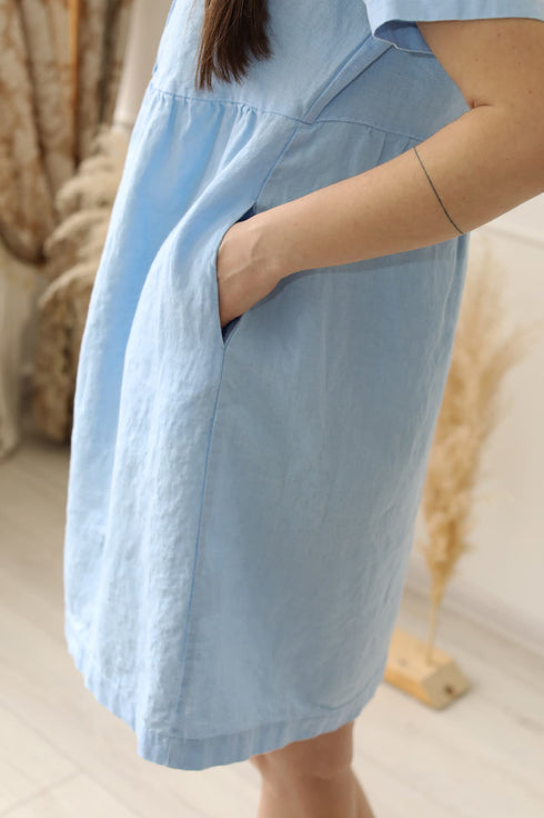 Image 14 of Linen maternity dress with short sleeves and side pockets Milano from Baltic Linen