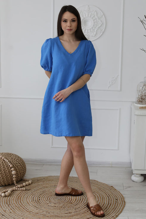 Image 2 of Linen smock dress with side pockets & comfortable Monica from Baltic Linen