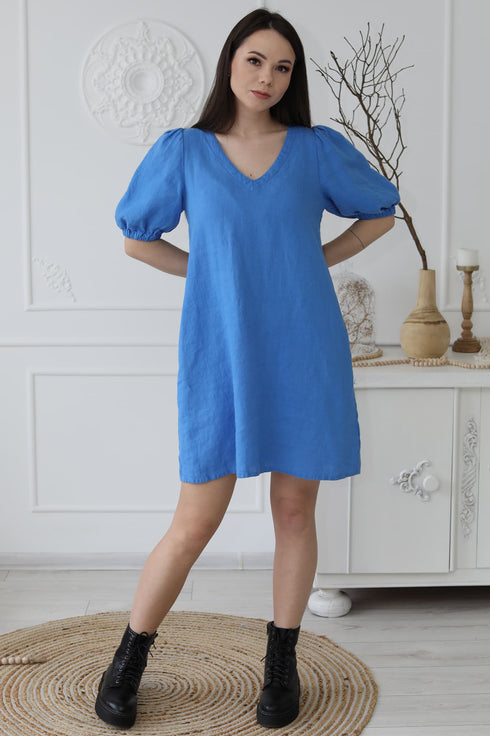 Image 3 of Linen smock dress with side pockets & comfortable Monica from Baltic Linen