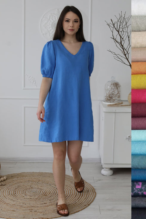 Image 8 of Linen smock dress with side pockets & comfortable Monica from Baltic Linen