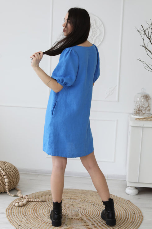 Image 6 of Linen smock dress with side pockets & comfortable Monica from Baltic Linen