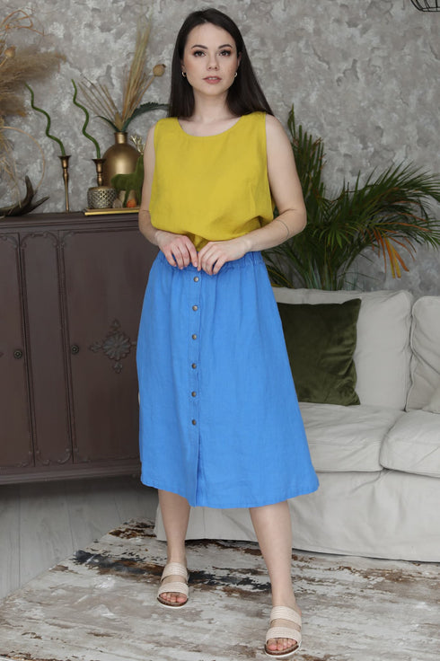 Image 8 of Linen midi skirt with an elastic waist in the back Nela from Baltic Linen