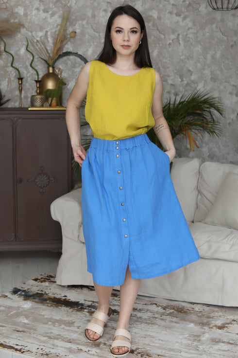 Image 9 of Linen midi skirt with an elastic waist in the back Nela from Baltic Linen