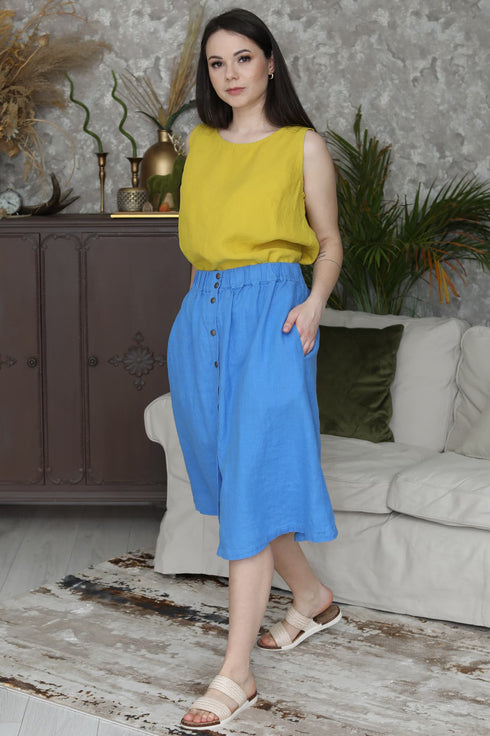 Image 10 of Linen midi skirt with an elastic waist in the back Nela from Baltic Linen