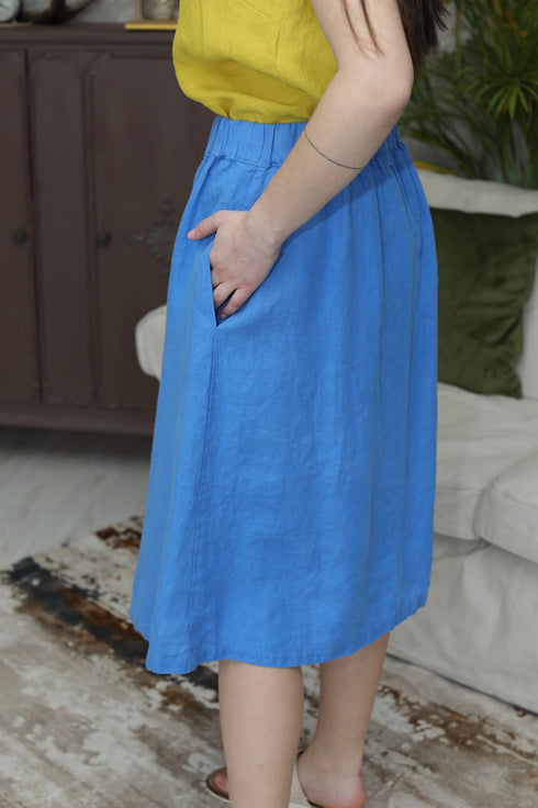 Image 14 of Linen midi skirt with an elastic waist in the back Nela from Baltic Linen