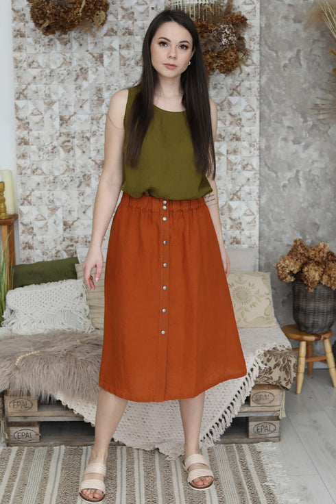 Image 15 of Linen midi skirt with an elastic waist in the back Nela from Baltic Linen