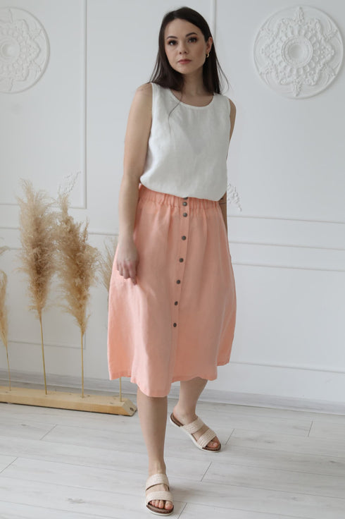 Image 4 of Linen midi skirt with an elastic waist in the back Nela from Baltic Linen
