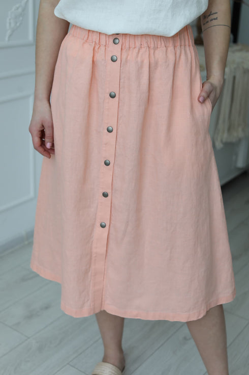 Image 5 of Linen midi skirt with an elastic waist in the back Nela from Baltic Linen