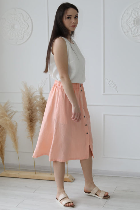Image 6 of Linen midi skirt with an elastic waist in the back Nela from Baltic Linen