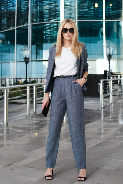 Smart linen pants not-see-thru with side pockets Pix from Baltic Linen