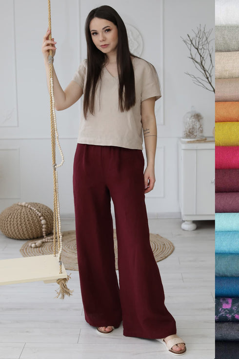 Image 8 of Wide leg pants with a wide leg fit and side pockets Patricia from Baltic Linen