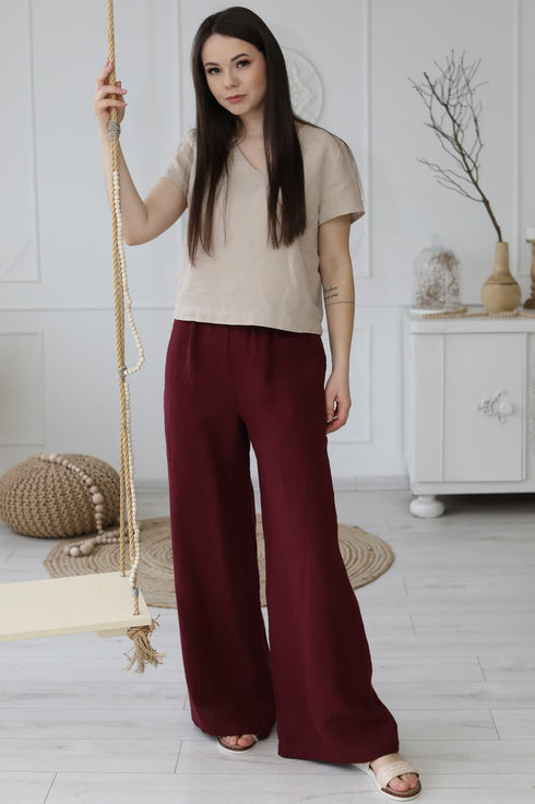 Image 1 of Wide leg pants with a wide leg fit and side pockets Patricia from Baltic Linen