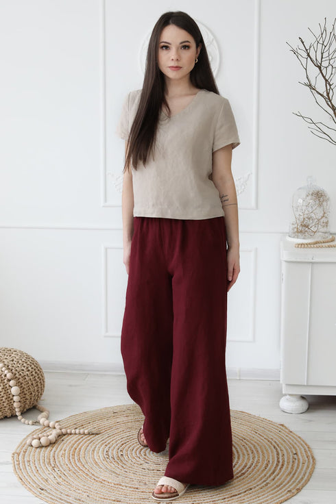 Image 4 of Wide leg pants with a wide leg fit and side pockets Patricia from Baltic Linen