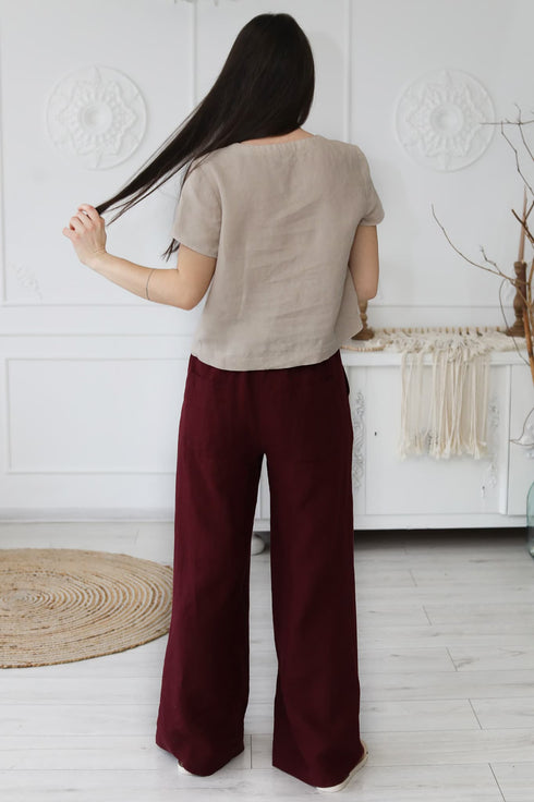 Image 5 of Wide leg pants with a wide leg fit and side pockets Patricia from Baltic Linen