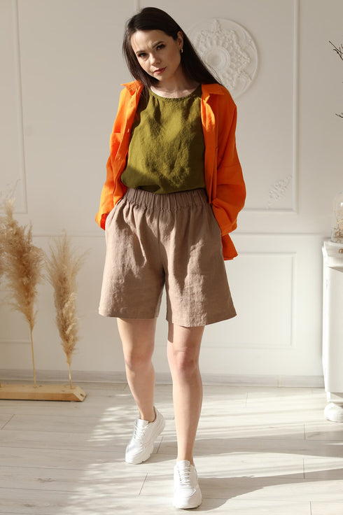 Image 1 of Organic linen shorts with side pockets and wide fit Phoebe from Baltic Linen