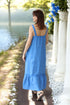 Summer linen dress with a V-neckline and has no sleeves Sheila from Baltic Linen