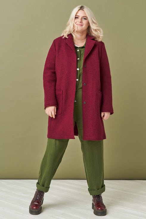Image 8 of Classics style wool coat with long sleeves and pockets Erika from Baltic Linen