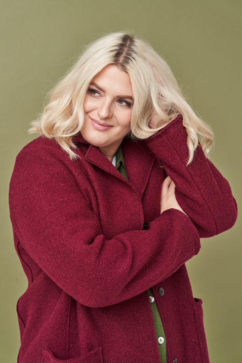 Image 10 of Classics style wool coat with long sleeves and pockets Erika from Baltic Linen