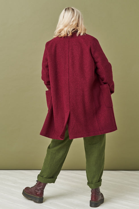Image 12 of Classics style wool coat with long sleeves and pockets Erika from Baltic Linen