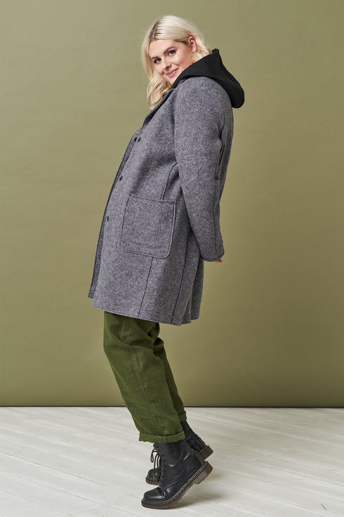 Image 2 of Classics style wool coat with long sleeves and pockets Erika from Baltic Linen